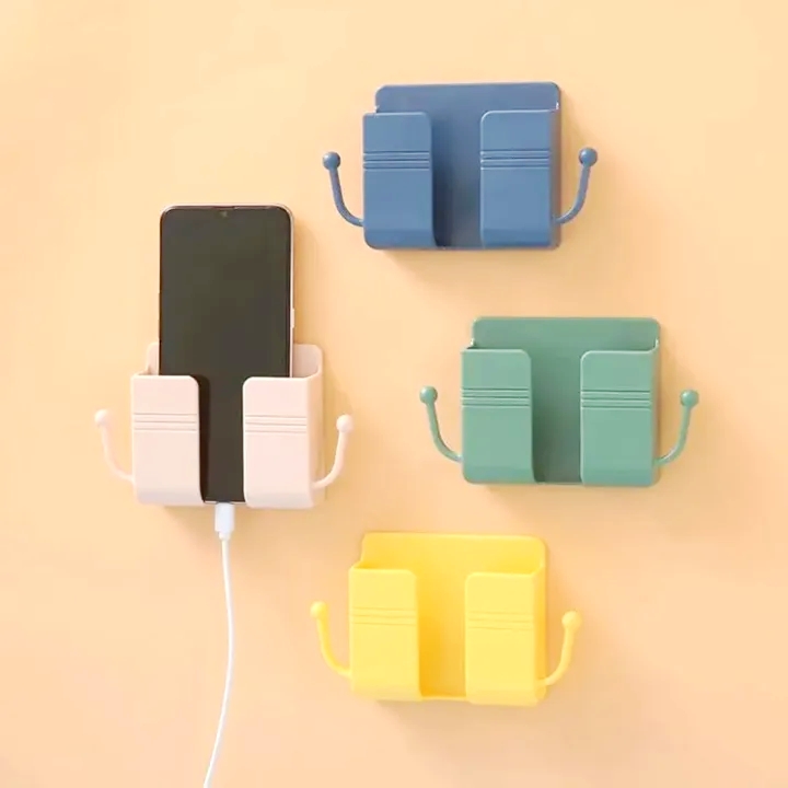 1pcs Wall Mounted Organizer Storage Box Remote Control Mounted Mobile Phone Plug Wall Holder Charging Multifunction Holder Stand